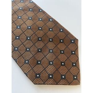 1155 Collection HICKEY FREEMAN‎ Geometric Silk Tie Hand Sewn USA Brownish 58"